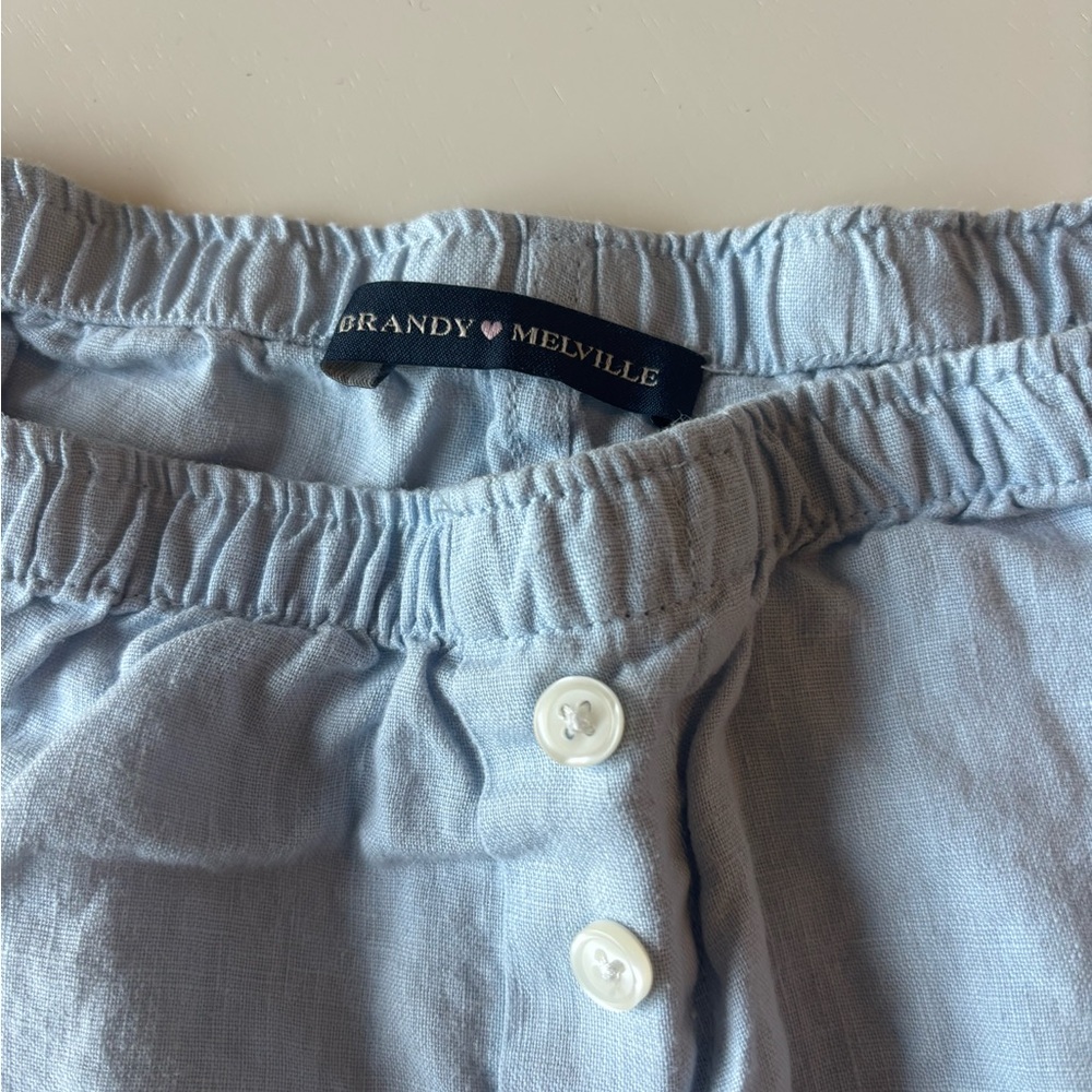 Brandy Melville Light Blue 100% Linen Shorts - Picture 2 of 5